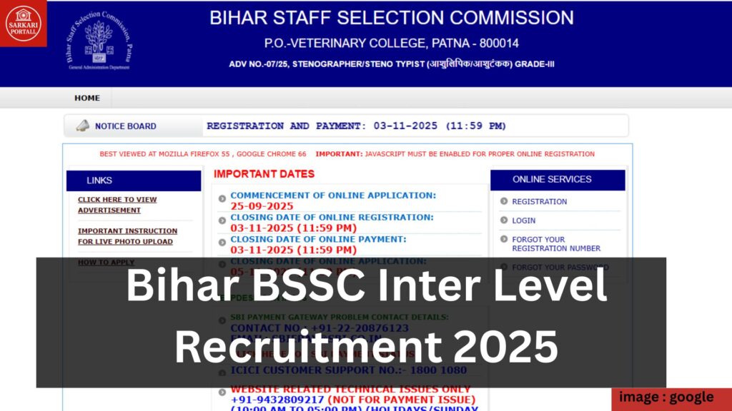 Bihar BSSC Inter Level Recruitment 2025