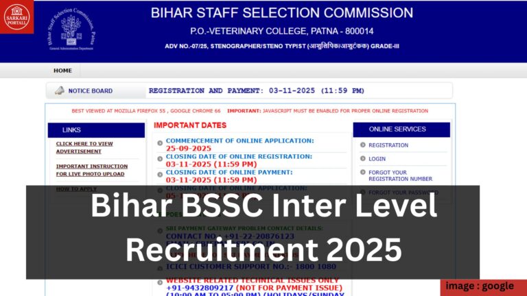 Bihar BSSC Inter Level Recruitment 2025