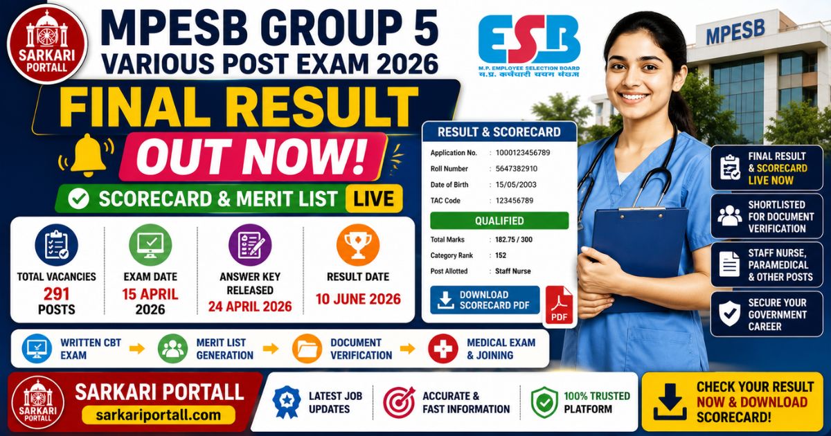 MP MPESB Group 5 Various Post Exam Result 2026