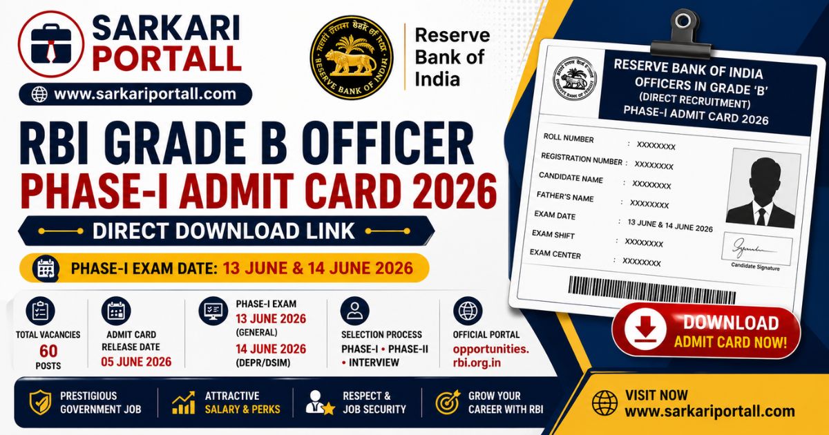 RBI Grade B Officer Phase-I Admit Card 2026