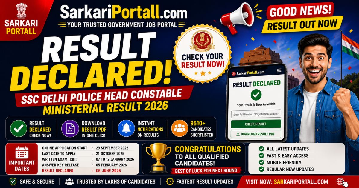 SSC Delhi Police Head Constable Ministerial Result 2026
