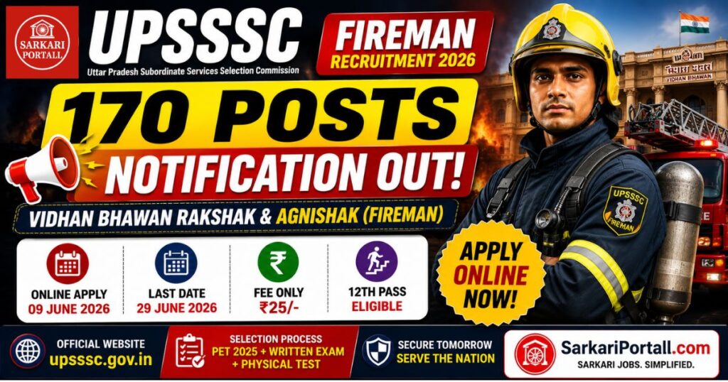 UPSSSC Fireman Recruitment 2026: Apply Online for 170 Guard & Fireman Posts, Notification Out! 3 https://sarkariportall.com/wp-content/uploads/2026/06/UPSSSC-Fireman-Recruitment-2026.jpg UPSSSC Fireman Recruitment 2026