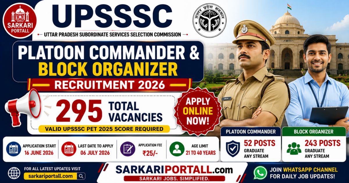 UPSSSC Platoon Commander & Block Organizer Vacancy 2026